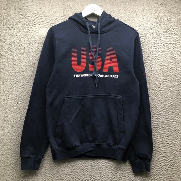 USA FIFA World Cup 2022 Sweatshirt Hoodie Mens Small S Long Sleeve Graphic Navy - Picture 1 of 6